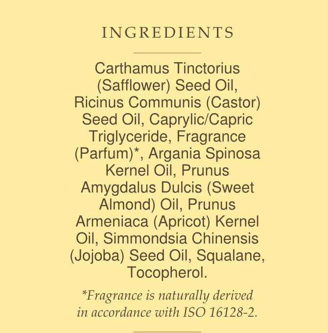 Full ingredient list for Honey Hour perfume body oil